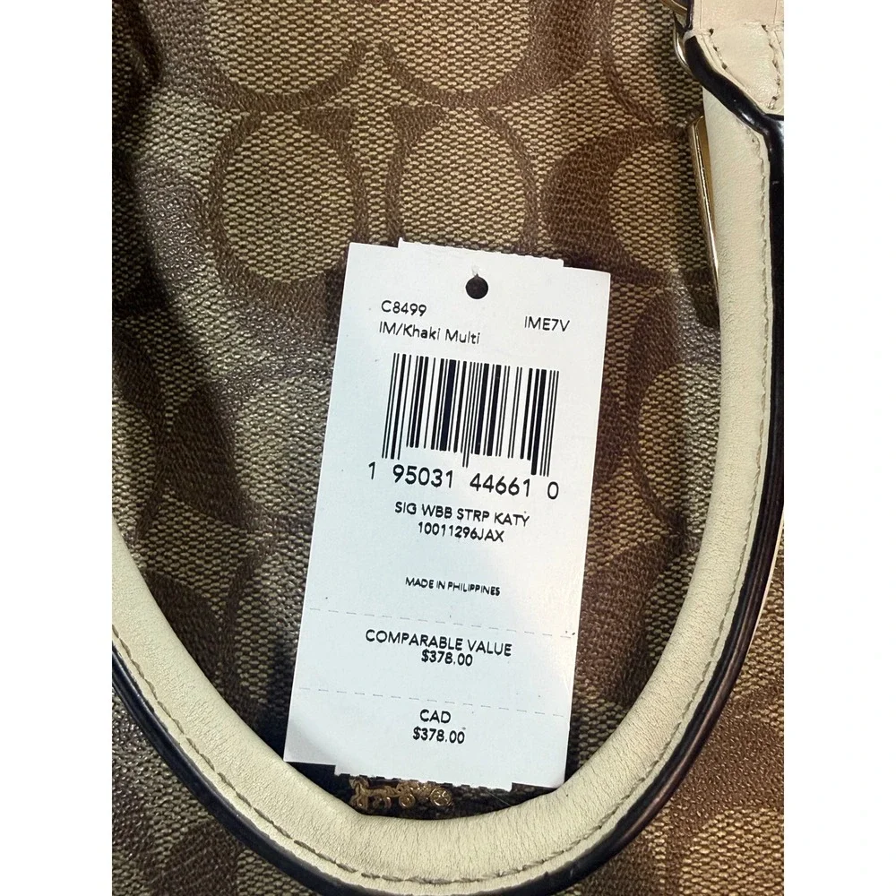 Coach Katy Dome Satchel and Wristlet Set Signature Canvas Brown Chalk C8499